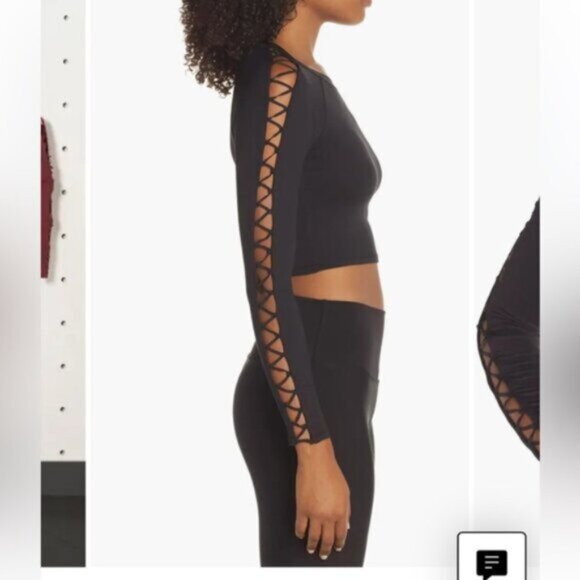 ALO Yoga Highline Fitted Crop Top with Unique Shoulder Design EUC S - Picture 11 of 13